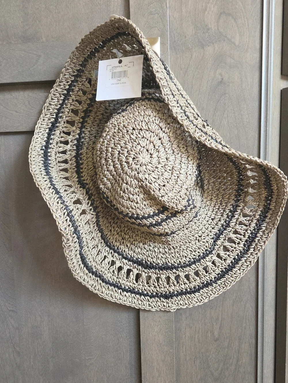 O'Neill Del Mar Woven Sun Hat in Natural and Black